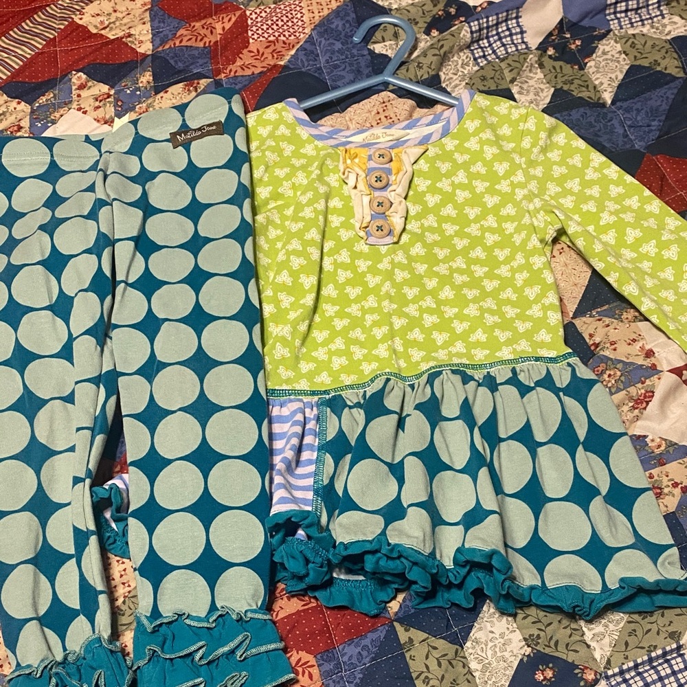 Matilda Jane Lime Green & Teal Girls' Pajama Set